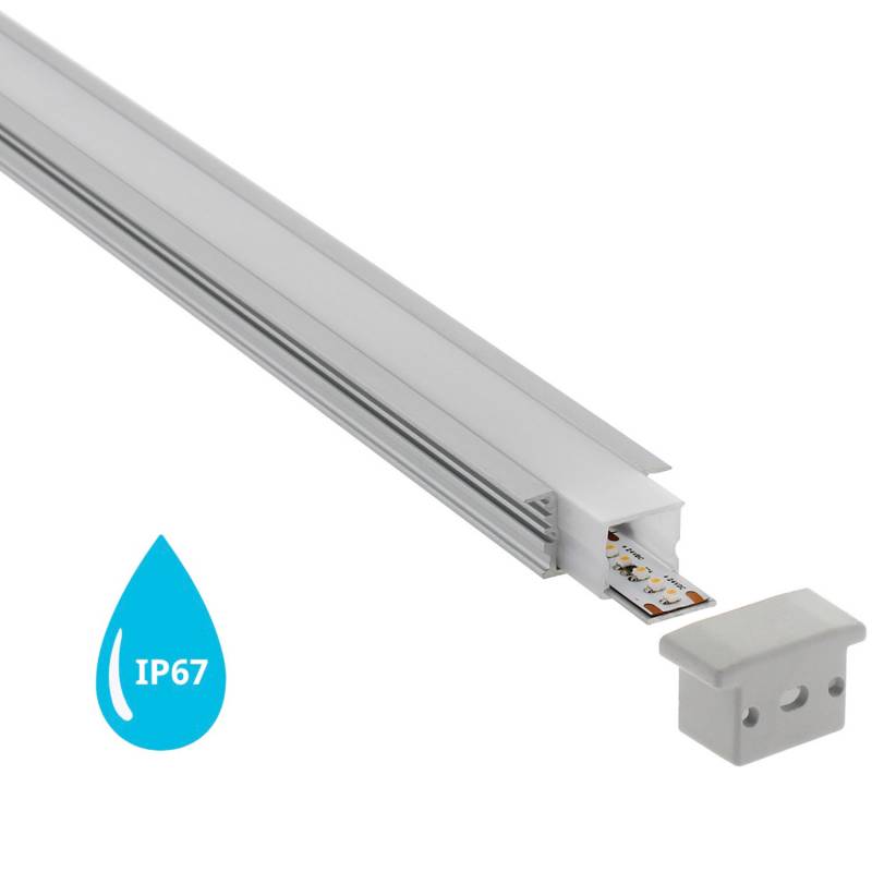 Perfil aluminio KOR IN para tiras LED, 2 metros, IP67 - XauenBatt Iluminación