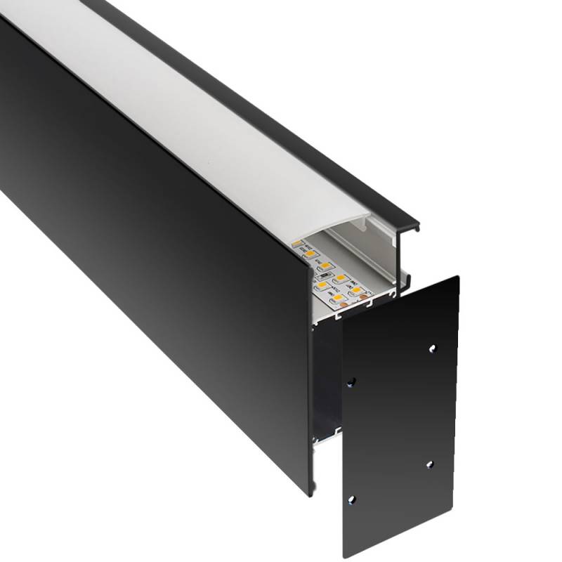 KIT - Perfil aluminio NewWALL para tiras LED, 1 metro, negro - XauenBatt Iluminación