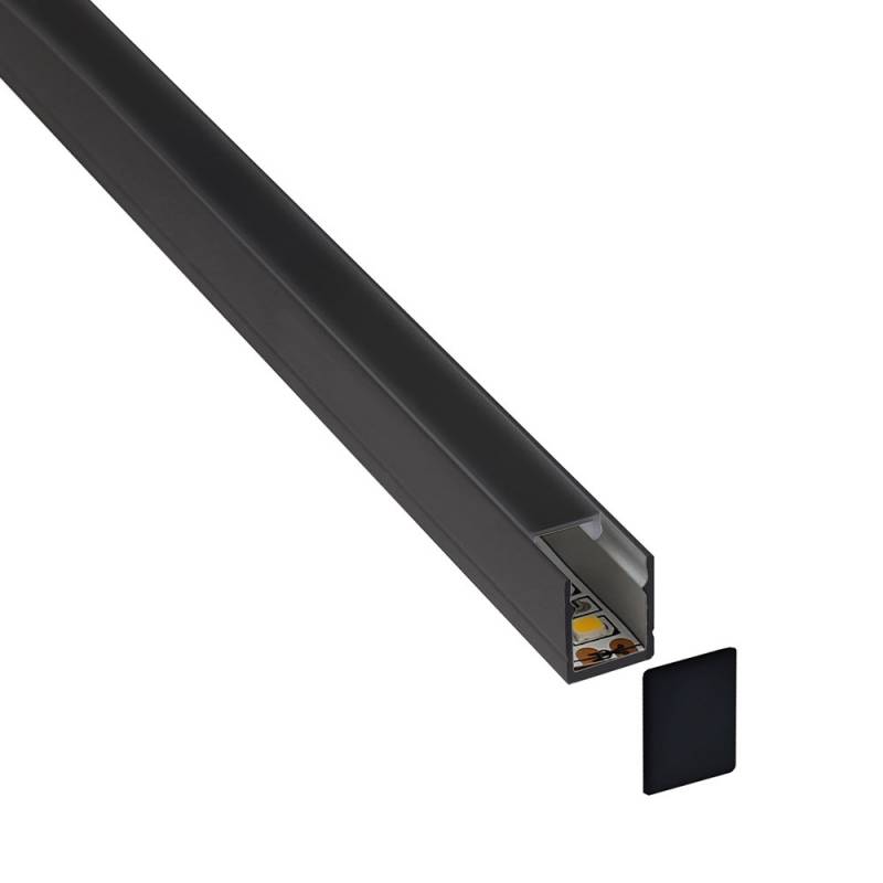KIT - Perfil SKYRT para tiras LED, 1 metro, negro - XauenBatt Iluminación