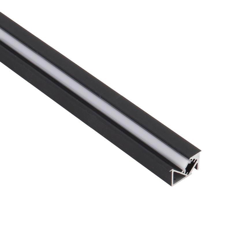 KIT - Perfil aluminio SKEB para tiras LED, 2 metros, negro - XauenBatt Iluminación
