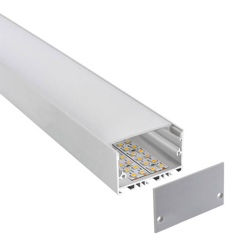 KIT - Perfil aluminio ZAKY para tiras LED, 2 metros - XauenBatt Iluminación