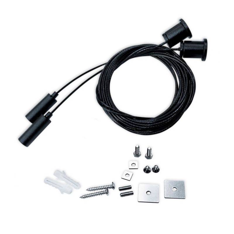 Set de 2 cables de suspensión 2m para perfiles y carriles, negro - XauenBatt Iluminación