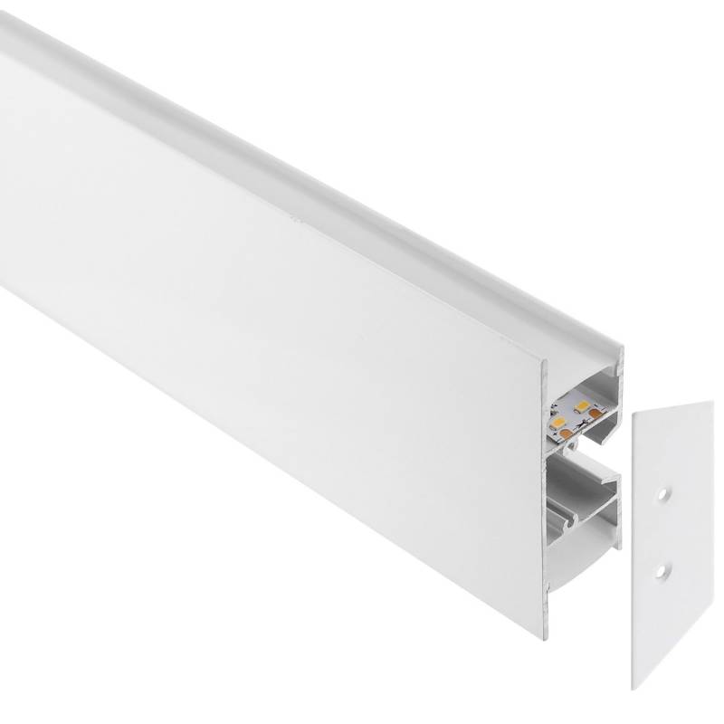 KIT - Perfil aluminio WALL 75mm para tiras LED, 2 metros, blanco - XauenBatt Iluminación