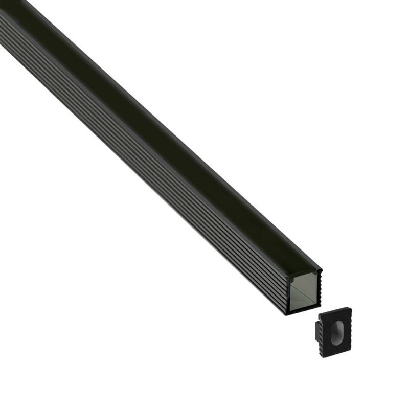 KIT - Perfil CUB 0809 para tiras LED, 1 metro, negro - XauenBatt Iluminación