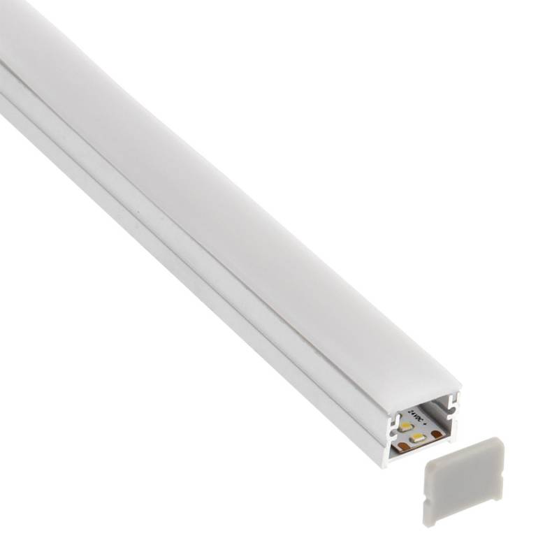 KIT - Perfil aluminio OSY para tiras LED, 1 metro - XauenBatt Iluminación