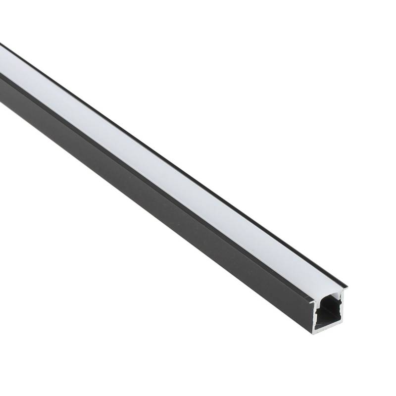 KIT - Perfil aluminio EKUB 1010 para tiras LED, 2 metros, negro - XauenBatt Iluminación