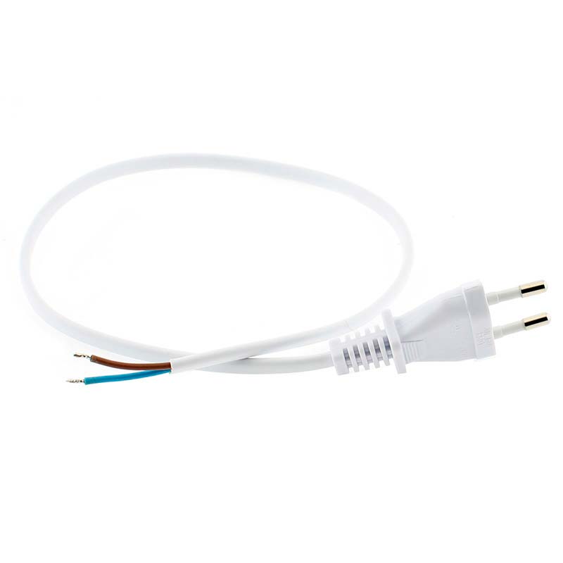 Cable 2 x 0,75mm, clavija EU, 0,5m. blanco - XauenBatt Iluminación