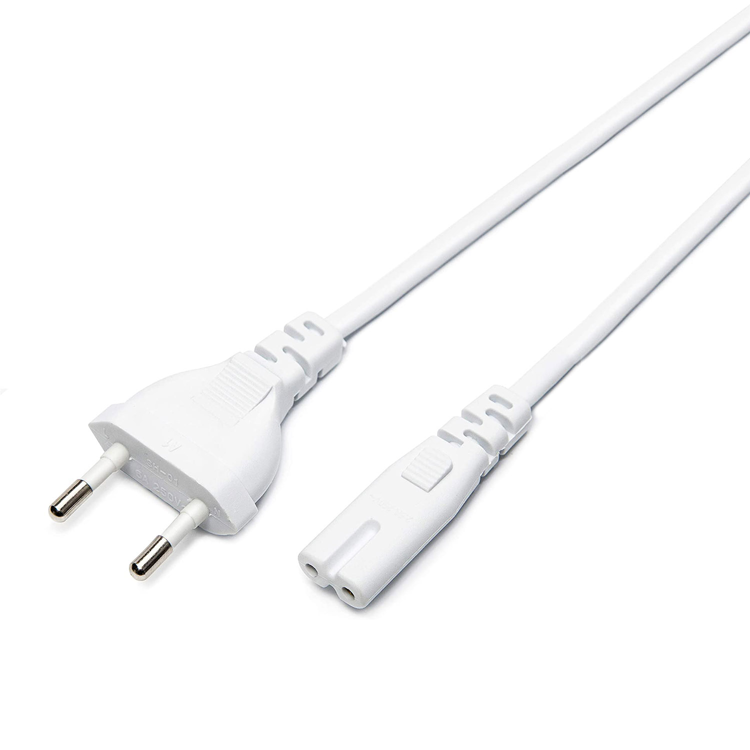 Cable de alimentación, 2 x 0,75mm, clavija EU-C7, 1,5m. blanco - XauenBatt Iluminación