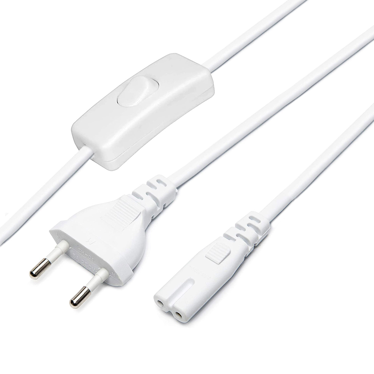 10560-42.jpg Cable de alimentación con interruptor, 2 x 0,75mm, clavija EU-C7, 1,5m. blanco - XauenBatt Iluminación