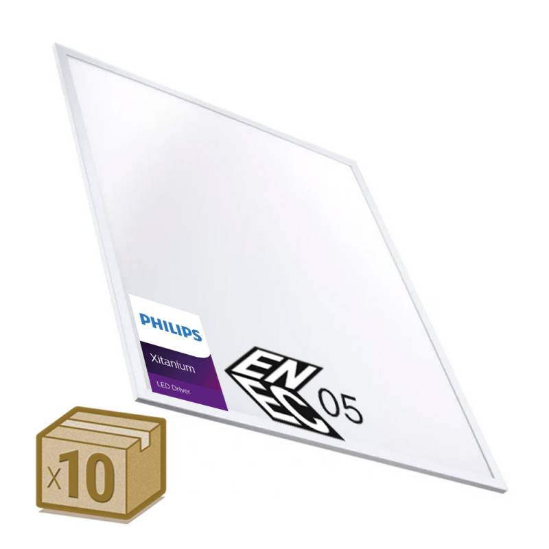 Pack 10 x Paneles LED 42W, 60X60cm, Chip OSRAM + Driver Xitanium, ENEC05, Blanco neutro - XauenBatt Iluminación