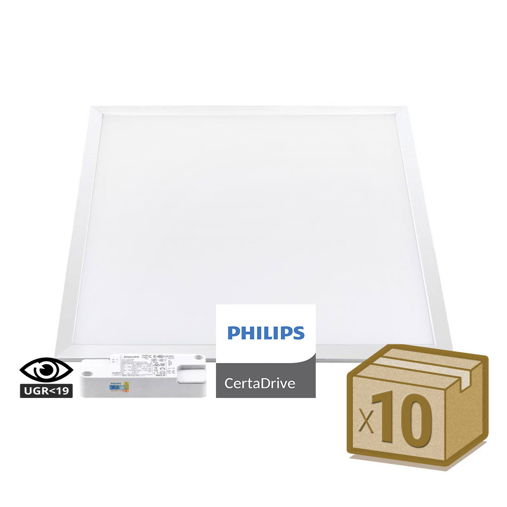 Pack 10 x Paneles LED 44W, 60X60cm, UGR<19, Driver Certadrive , Blanco cálido - XauenBatt Iluminación