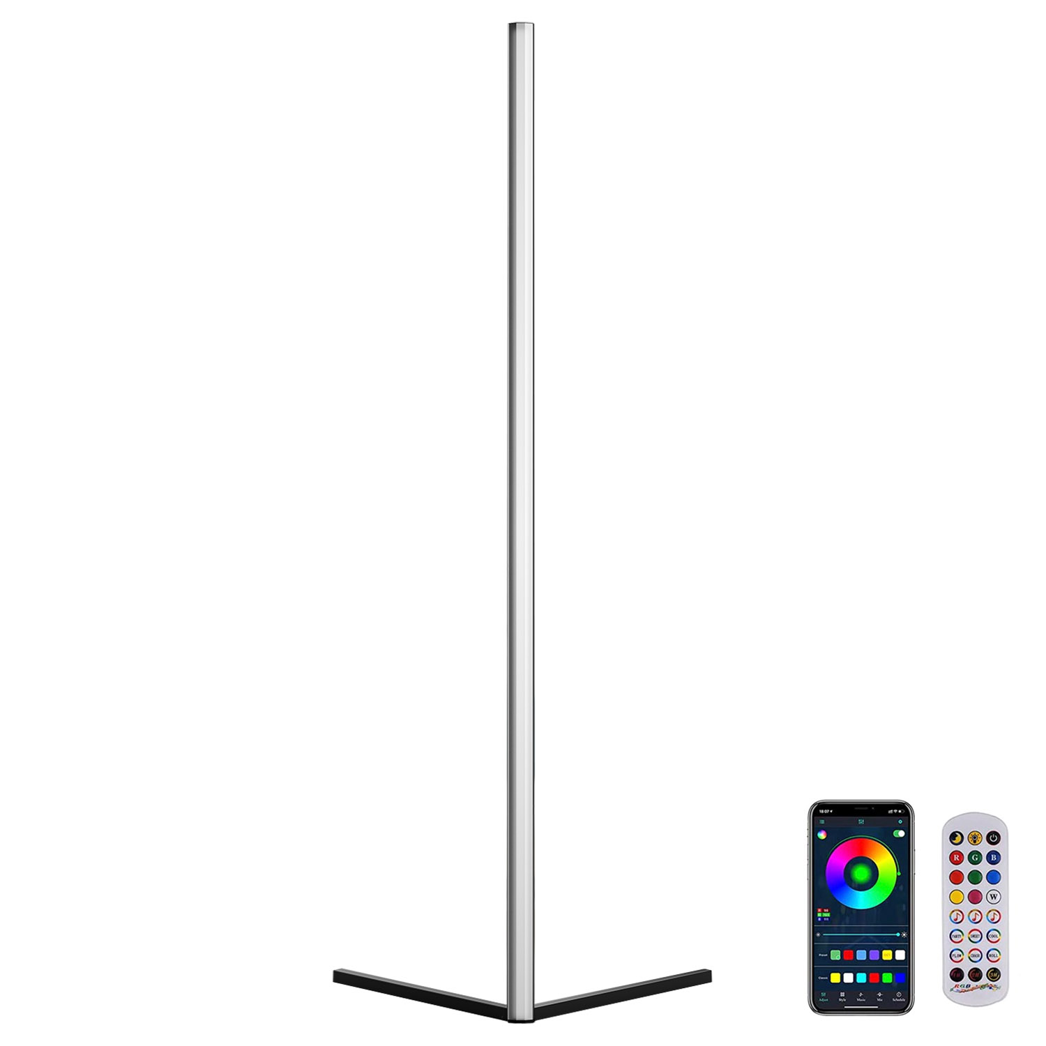 Lámpara de pie led LUMO, 21W, RGBX, control APP + RF, RGB + Blanco frío, regulable - XauenBatt Iluminación