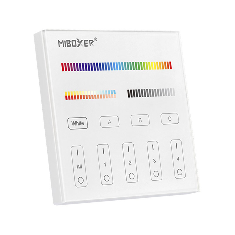 DALI panel táctil DT8 3 en 1, (Dimming, RGB, RGBW, RGB+CCT), 4 zonas/grupos - XauenBatt Iluminación