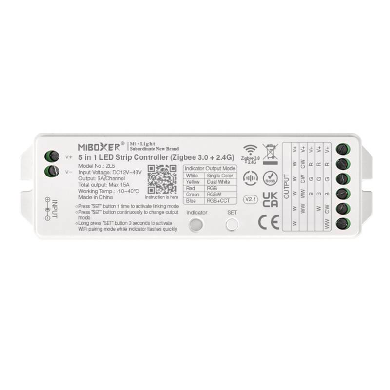 ZigBee controlador DC12-48V - 5 en 1 (mono, CCT, RGB, RGBW, RGB+CCT) - XauenBatt Iluminación