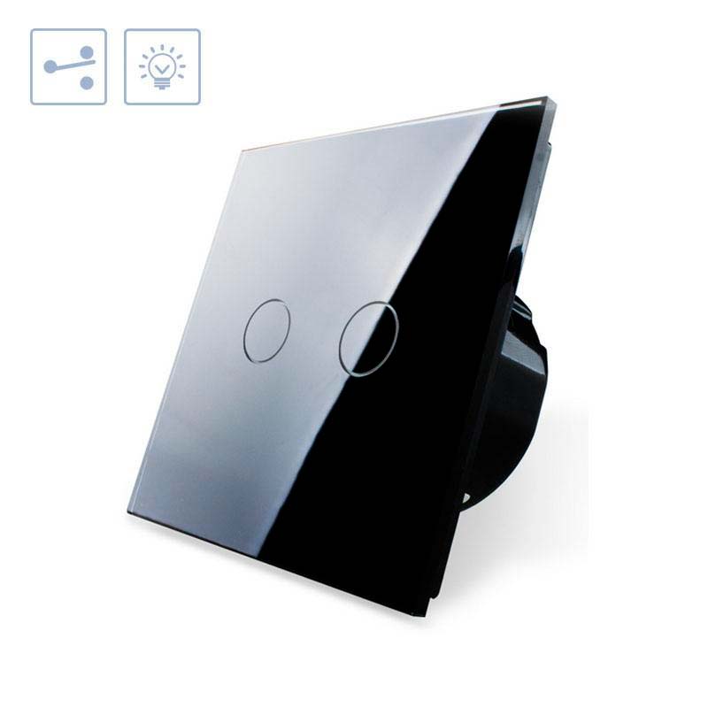 Conmutador táctil doble, frontal negro LIVOLO - XauenBatt Iluminación