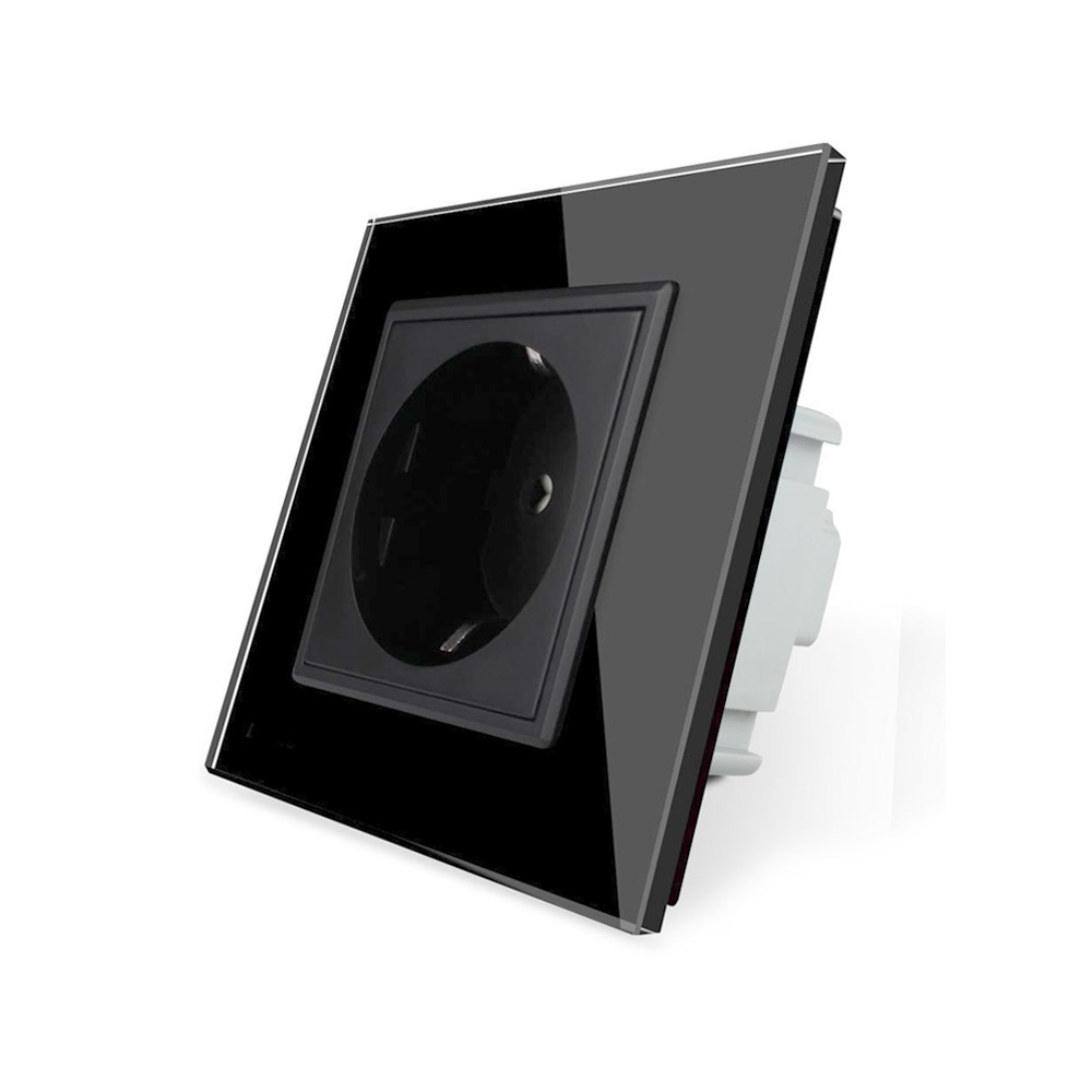 Enchufe Schuko EU 16A, frontal negro LIVOLO - XauenBatt Iluminación