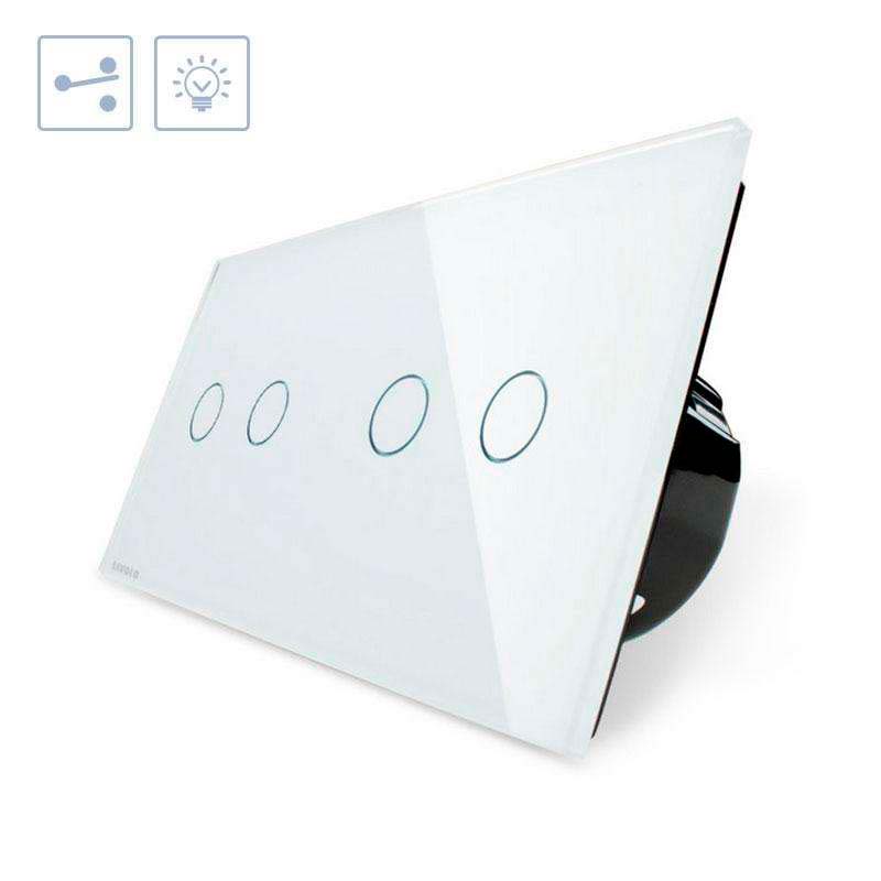 Conmutador táctil, 4 botones, frontal blanco LIVOLO - XauenBatt Iluminación