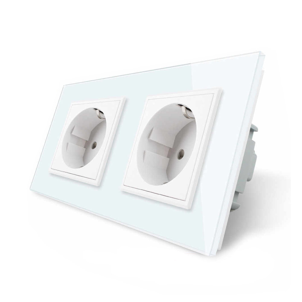 Enchufe Schuko doble EU 16A, frontal blanco LIVOLO - XauenBatt Iluminación