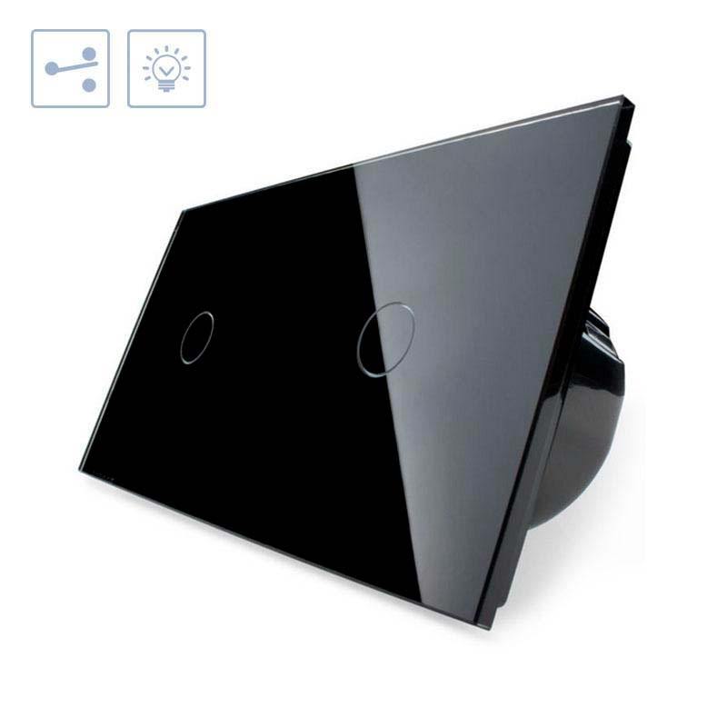 Conmutador táctil, 2 botones, frontal negro LIVOLO - XauenBatt Iluminación