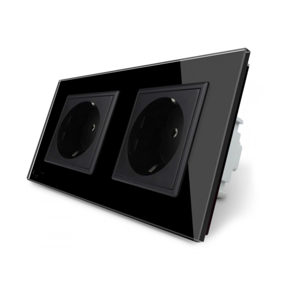 Enchufe Socket doble EU 16A, frontal negro LIVOLO - XauenBatt Iluminación