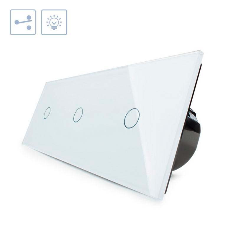 Conmutador 3 módulos táctil, 3 botones, frontal blanco LIVOLO - XauenBatt Iluminación