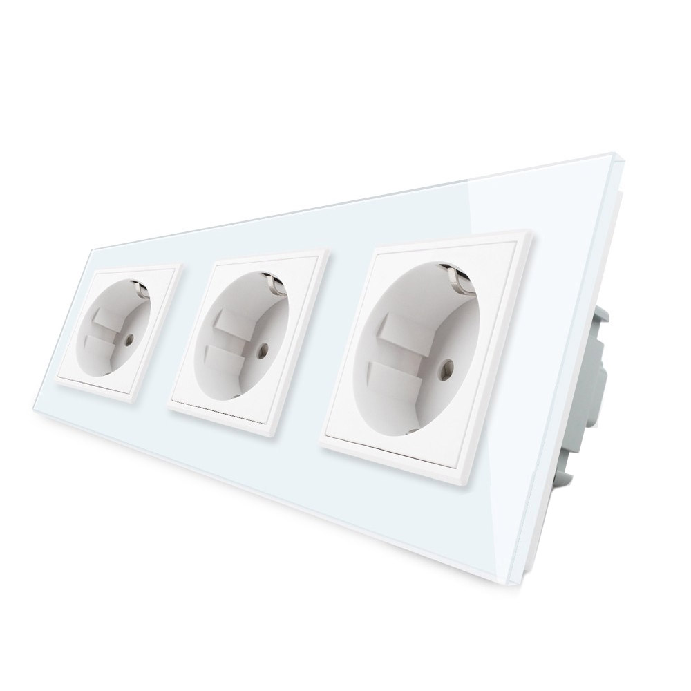 Enchufe triple tipo SCHUKO EU de 16A, frontal blanco LIVOLO - XauenBatt Iluminación