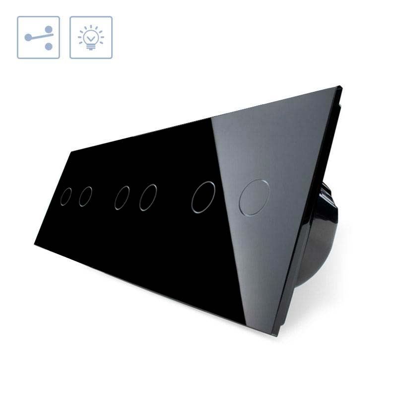 Conmutador táctil, 6 botones, frontal negro LIVOLO - XauenBatt Iluminación