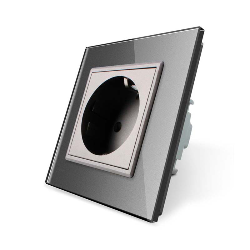 Enchufe Schuko EU 16A, frontal gris LIVOLO - XauenBatt Iluminación