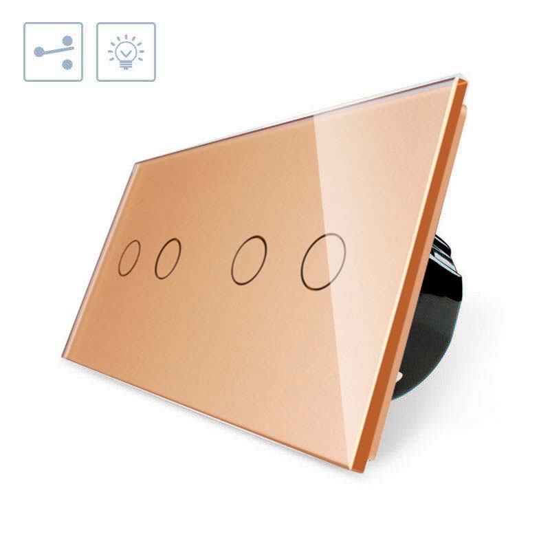 Conmutador táctil, 4 botones, frontal golden LIVOLO - XauenBatt Iluminación