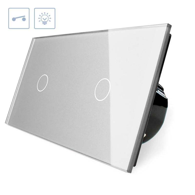 Interruptor táctil, 2 botones, frontal gris LIVOLO - XauenBatt Iluminación