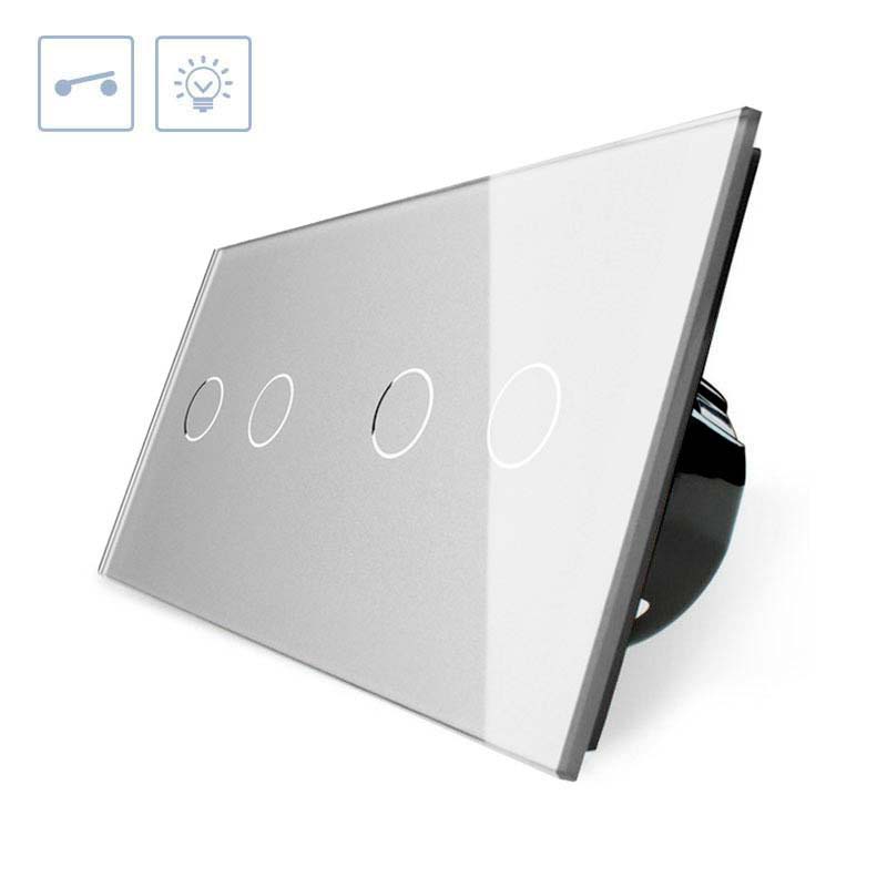Interruptor táctil, 4 botones, frontal gris LIVOLO - XauenBatt Iluminación