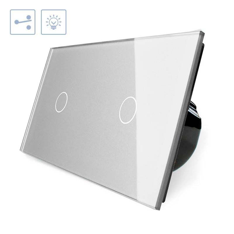 Conmutador táctil, 2 botones, frontal gris LIVOLO - XauenBatt Iluminación