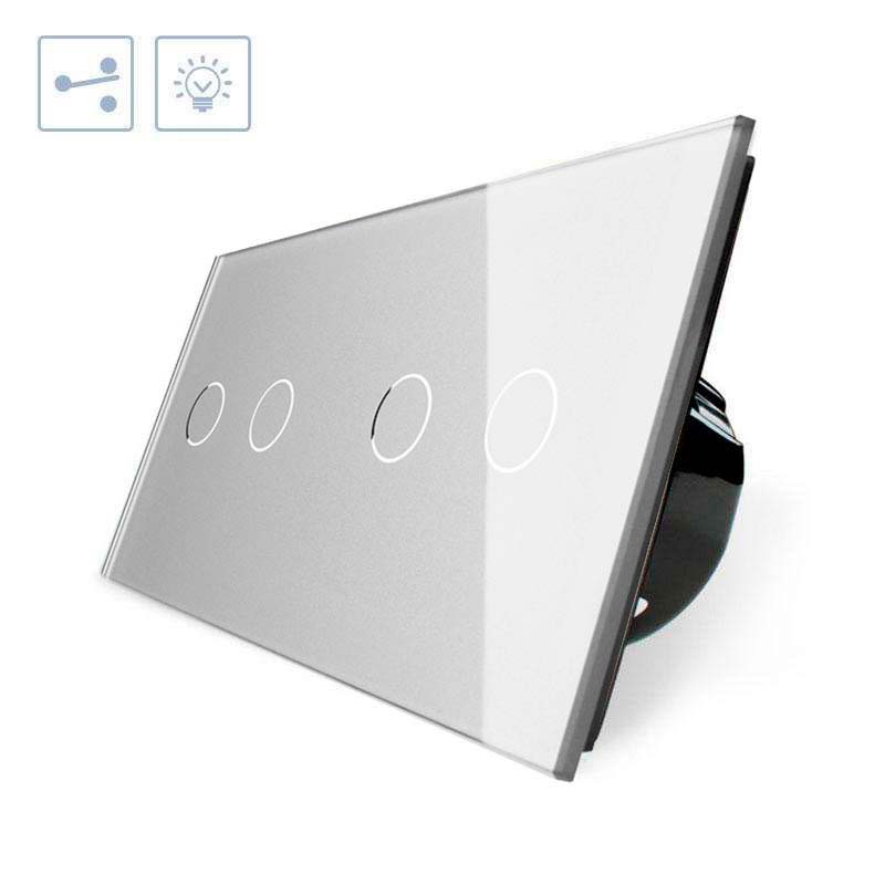 Conmutador táctil, 4 botones, frontal gris LIVOLO - XauenBatt Iluminación