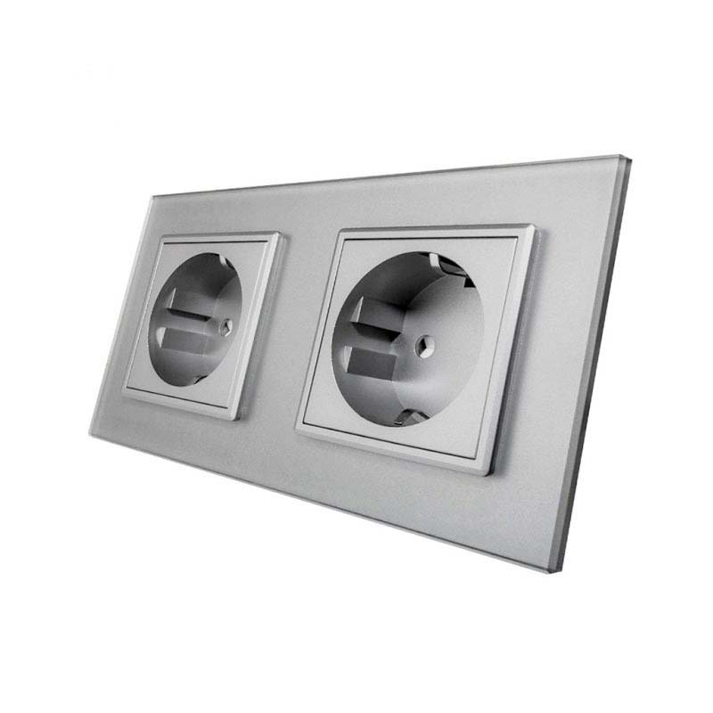 Enchufe Socket doble EU 16A, frontal gris LIVOLO - XauenBatt Iluminación