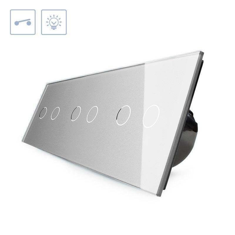 Interruptor táctil 6 botones, frontal gris LIVOLO - XauenBatt Iluminación