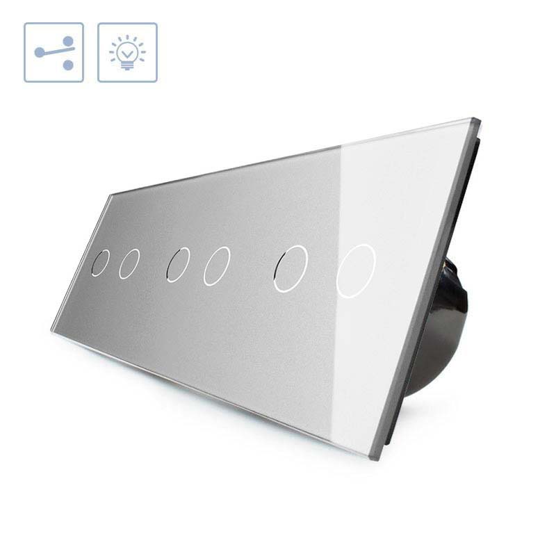Conmutador táctil, 6 botones, frontal gris LIVOLO - XauenBatt Iluminación