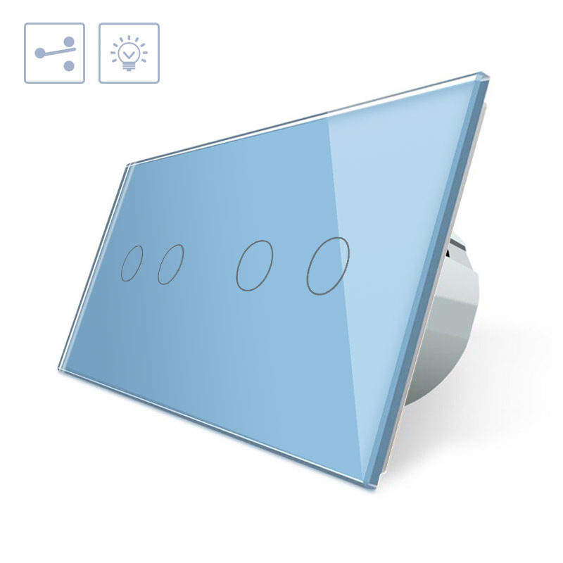 Conmutador táctil, 4 botones, frontal azul LIVOLO - XauenBatt Iluminación