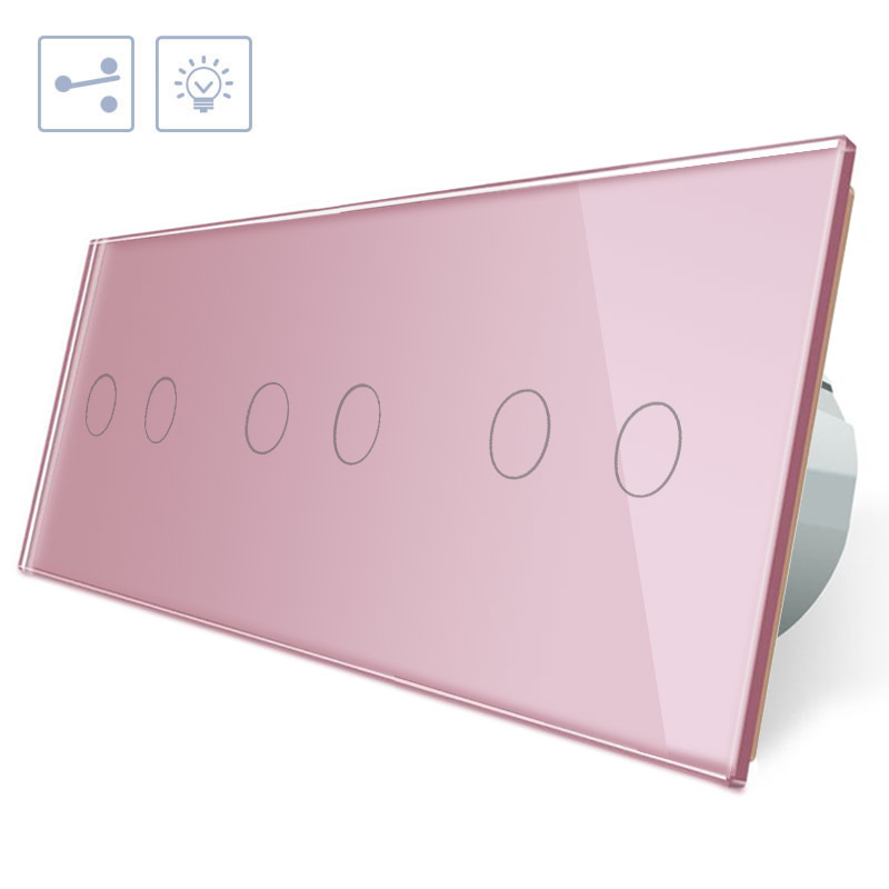 Conmutador táctil, 6 botones, frontal rosa LIVOLO - XauenBatt Iluminación
