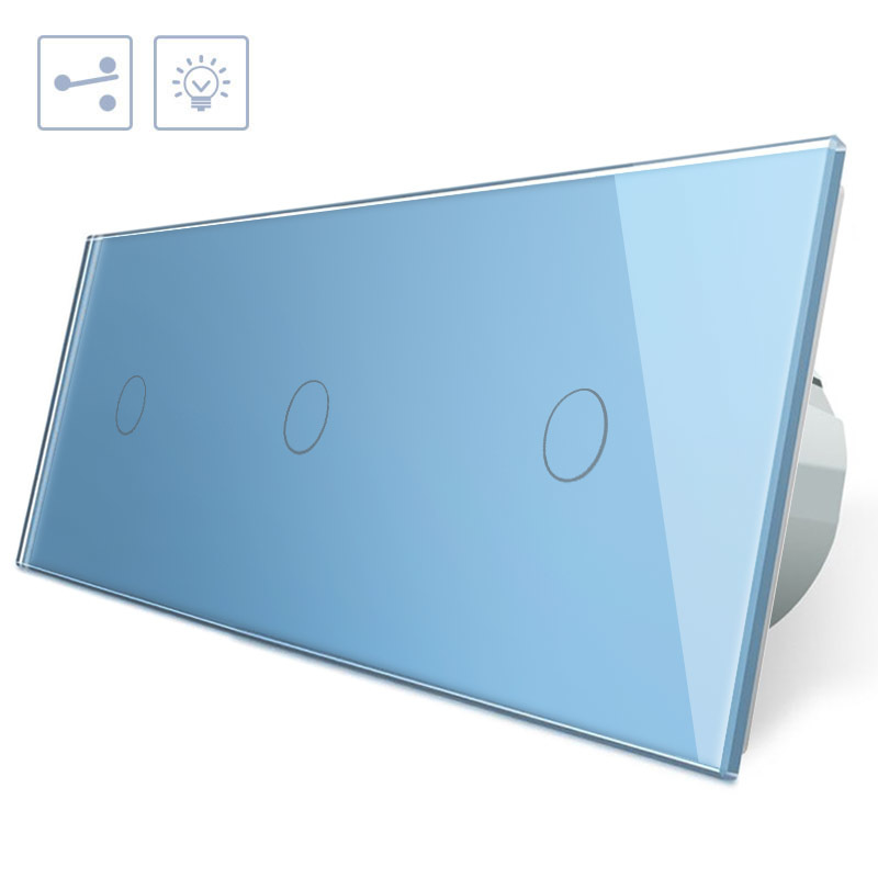 Conmutador 3 módulos táctil, 3 botones, frontal azul LIVOLO - XauenBatt Iluminación