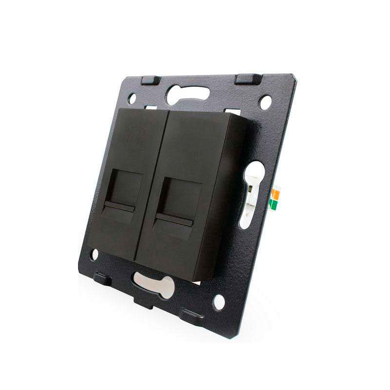 Mecanismo de empotrar Teléfono RJ11 + Red RJ45, negro LIVOLO - XauenBatt Iluminación