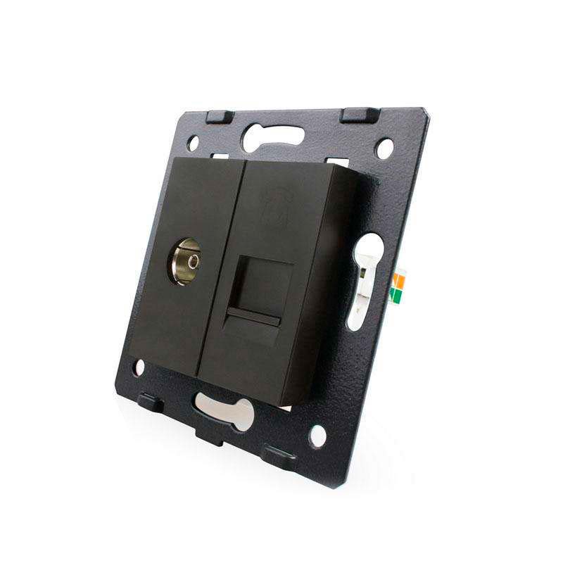 Mecanismo de empotrar TV + Teléfono RJ11, negro LIVOLO - XauenBatt Iluminación