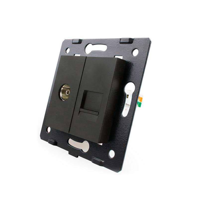 Mecanismo de empotrar TV + Red RJ45, negro LIVOLO - XauenBatt Iluminación