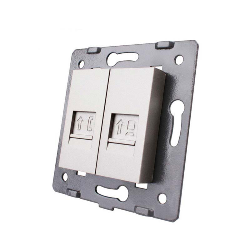 Mecanismo de empotrar Teléfono RJ11 + Red RJ45, gris LIVOLO - XauenBatt Iluminación