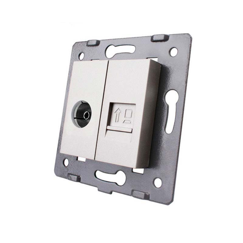 Mecanismo de empotrar TV + Red RJ45, gris LIVOLO - XauenBatt Iluminación
