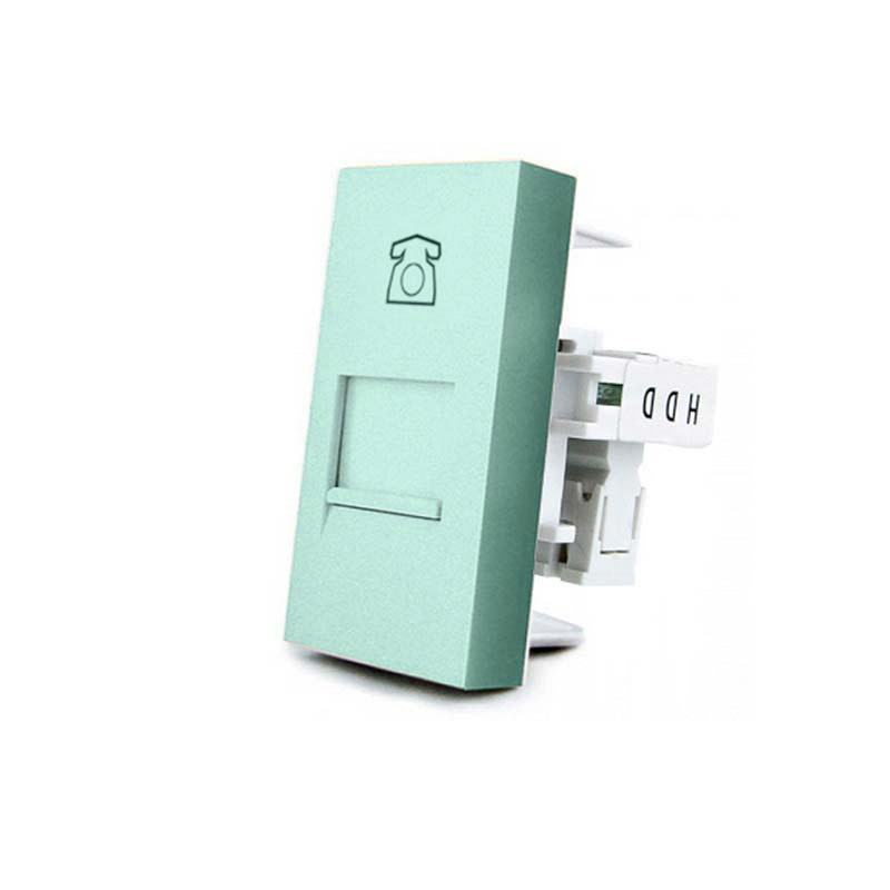 Conector Teléfono RJ11 verde para mecanismo de empotrar LIVOLO - XauenBatt Iluminación