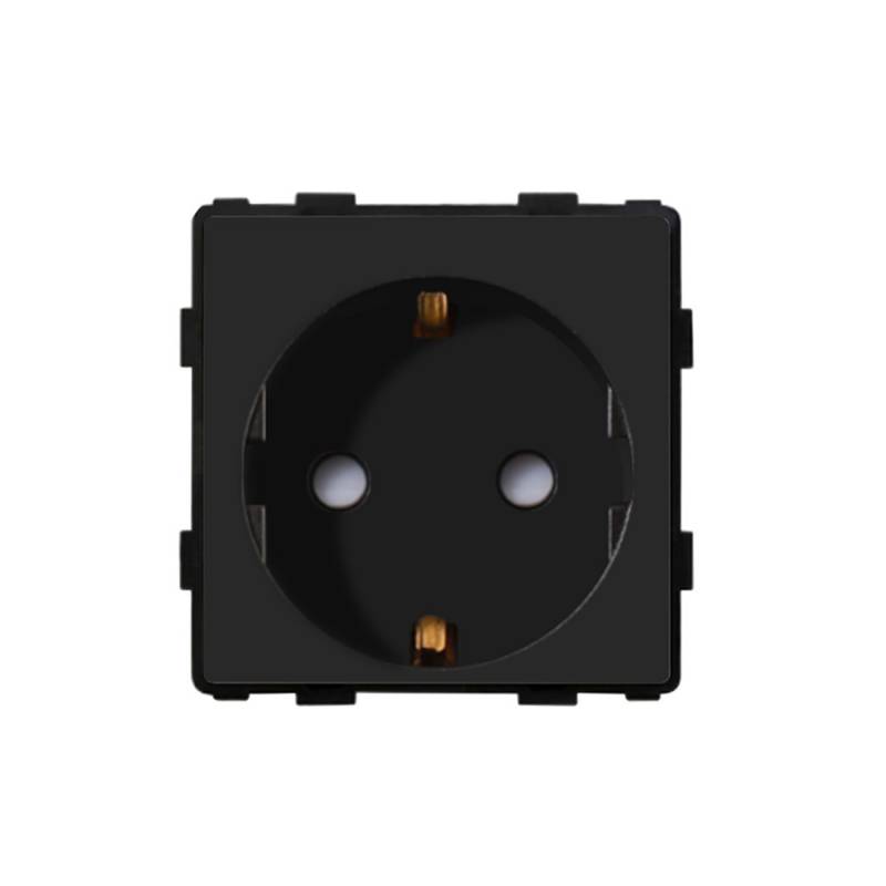 Base Enchufe EU tipo SCHUKO 16A 250V KOOB, negro - XauenBatt Iluminación