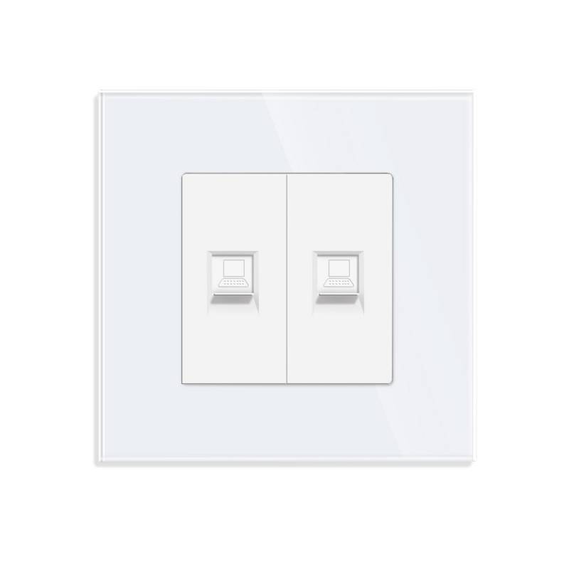 Conector Red 2x RJ45, CAT 6, KOOB frontal cristal blanco - XauenBatt Iluminación
