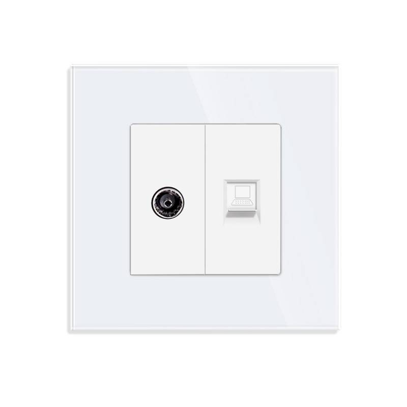 Conector Red RJ45, CAT 6 + TV, KOOB frontal cristal blanco - XauenBatt Iluminación