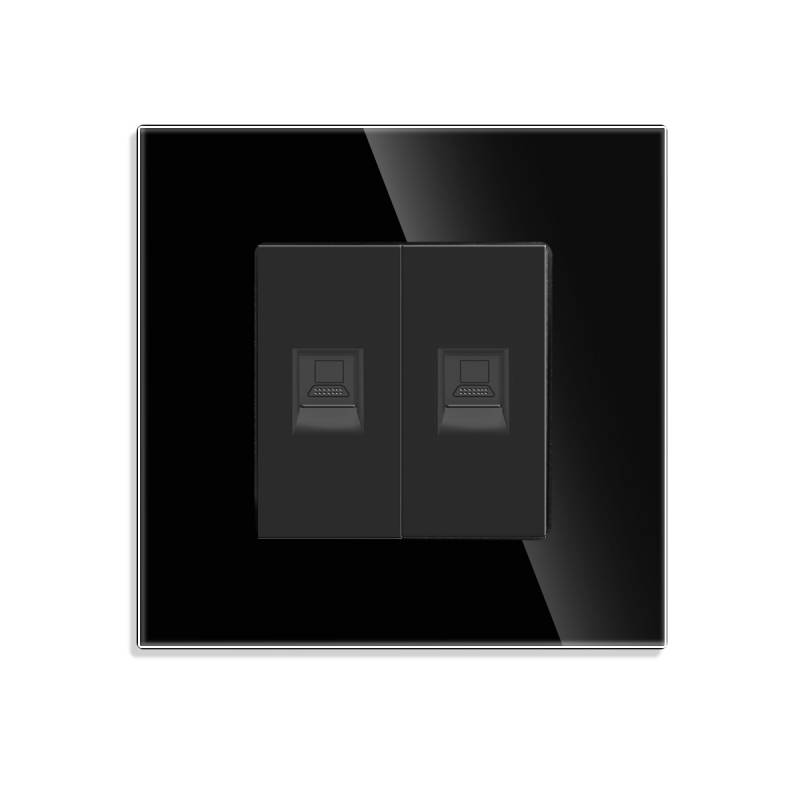 Conector Red 2x RJ45, CAT 6, KOOB frontal negro cristal - XauenBatt Iluminación