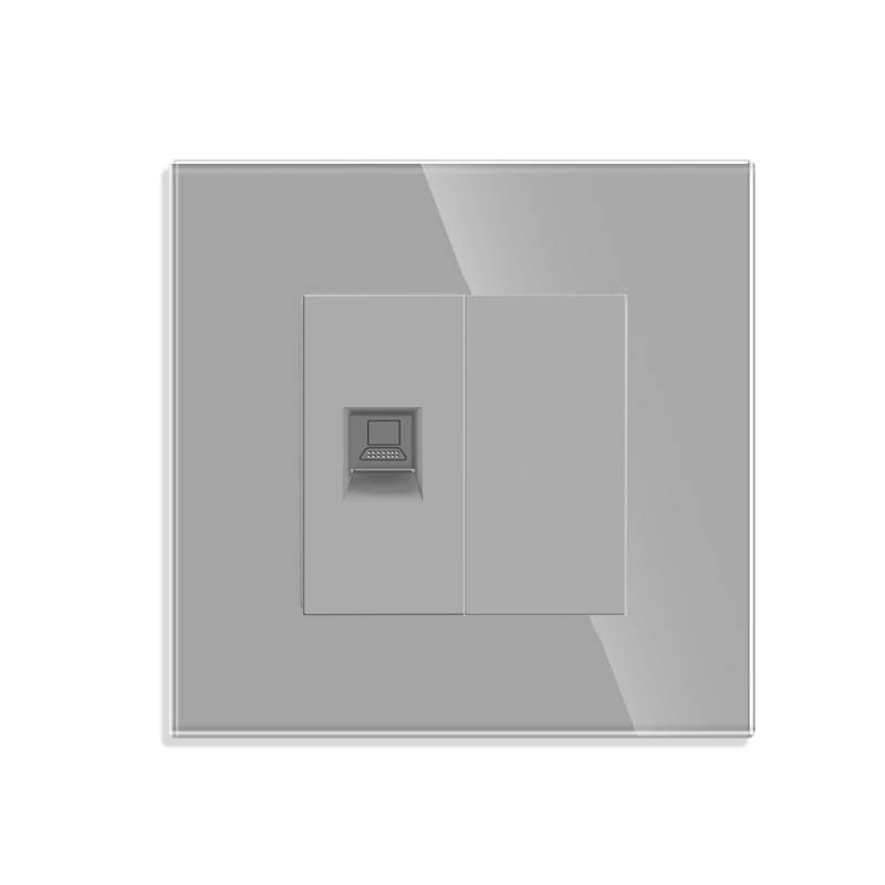 Conector Red RJ45, CAT 6, KOOB frontal gris cristal - XauenBatt Iluminación